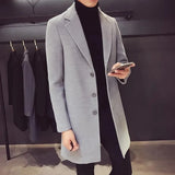 Threebooy Men Trench Coat Autumn Winter New Wool Blend Pure Color Casual Business Fashion Slim Windbreaker Jacket Men Clothing