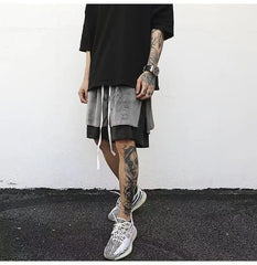 Threebooy Y2k American Street Sports Shorts Men's Summer Design Sense Fashion Pure Cotton Velvet Loose Basketball Casual Split Pants