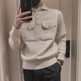 Threebooy Korean Style Men Keep Warm In Winter Casual Knit Sweater /Male Lim Fit Beige Soft Knit Pullover brand clothing Sweaters S-3XL