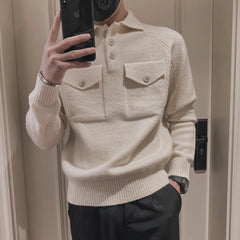 Threebooy Korean Style Men Keep Warm In Winter Casual Knit Sweater /Male Lim Fit Beige Soft Knit Pullover brand clothing Sweaters S-3XL