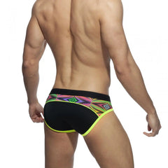 Threebooy  Men's Splice Brief Swimwear Ethnic Style Low Waist Swimming Trunks Bikini Drawstring Board Beach Surfing Swim Bathing Suit