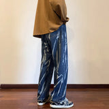 Threebooy Hip-hop Tie-dye Jeans Men Fashion Retro Baggy Wide-leg Jeans Mens Streetwear Loose Straight Vintage jeans Men Denim Trousers