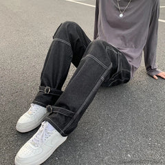 Threebooy Wide Leg Jeans Men loose Hip Hop Casual Men's Straight Baggy Denim Pants Streetwear Skateboard Pant Neutral Trousers Plus Size