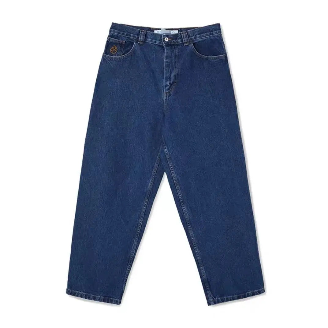 Threebooy Vintage BIGBOY loose simple embroidered denim pants new streetwear wide leg loose denim pants fashionable straight pants