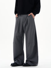 Threebooy Autumn Men's Loose Suit Pants Commuting Business Casual Classic Gray Black Wide Legs Trousers Oversized Simple Style Clothes