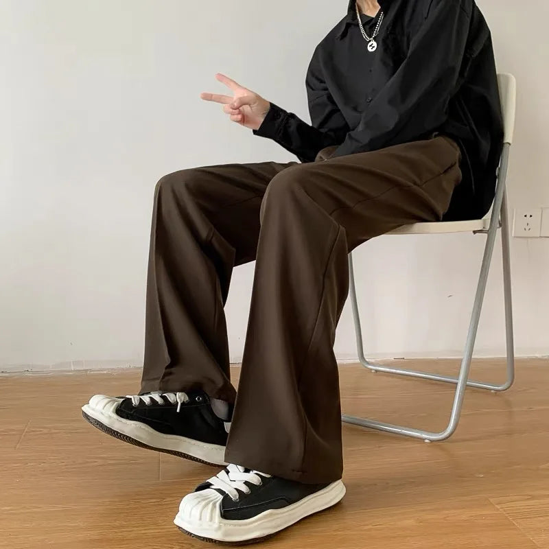 Threebooy Brown Black Suit Pants Men Slim Fit Fashion Social Mens Dress Pants Korean Casual Straight Pants Mens Office Formal Trousers