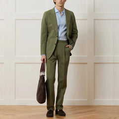 Threebooy  Army Green Men's Suits Notch Lapel Single Breasted Male Blazer with Pant Sets Fashion Slim Business Office Daily 2 Pieces Set