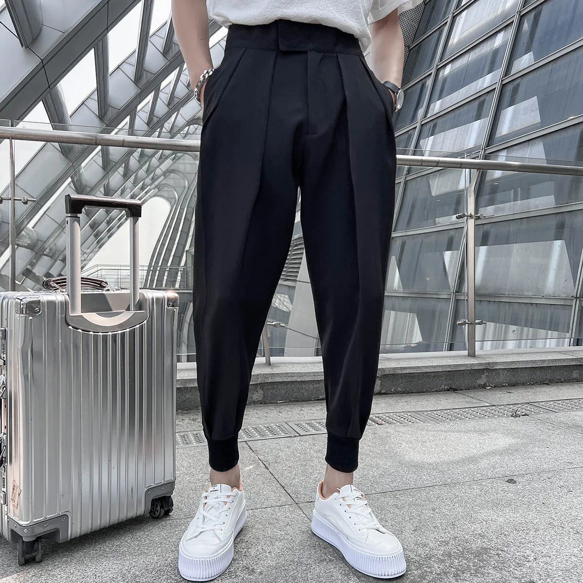 Threebooy  Trouser Men Solid Color Pants High Quality Men Dress Pant British Style Pant Men Formal Wear Men Casual Pants 29-36