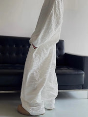 Threebooy  Kpop Tracksuit Retro Loose Three-dimensional Set Ethnic Jacquard Milk White Sports Suit American Casual High-end Wear