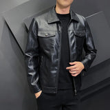 Threebooy  Spring Leather Jacket Men Motorcycle Jacket Slim Fit Male Autumn Faux Leather Coat Men's Casual Zipper Windbreaker Clothes