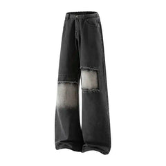 Threebooy  Summer New Men's Ripped Patchwork Jeans Straight American Style Wide-Leg Trousers Handsome Fashion Clothing