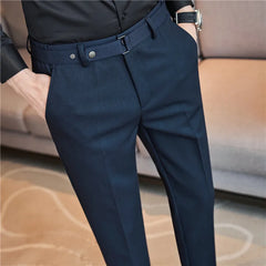 Threebooy  Brand Clothing Men Spring High Quality Leisure Suit Trousers/Male Slim Fit  All Match Formal Wear Office Trousers Straight