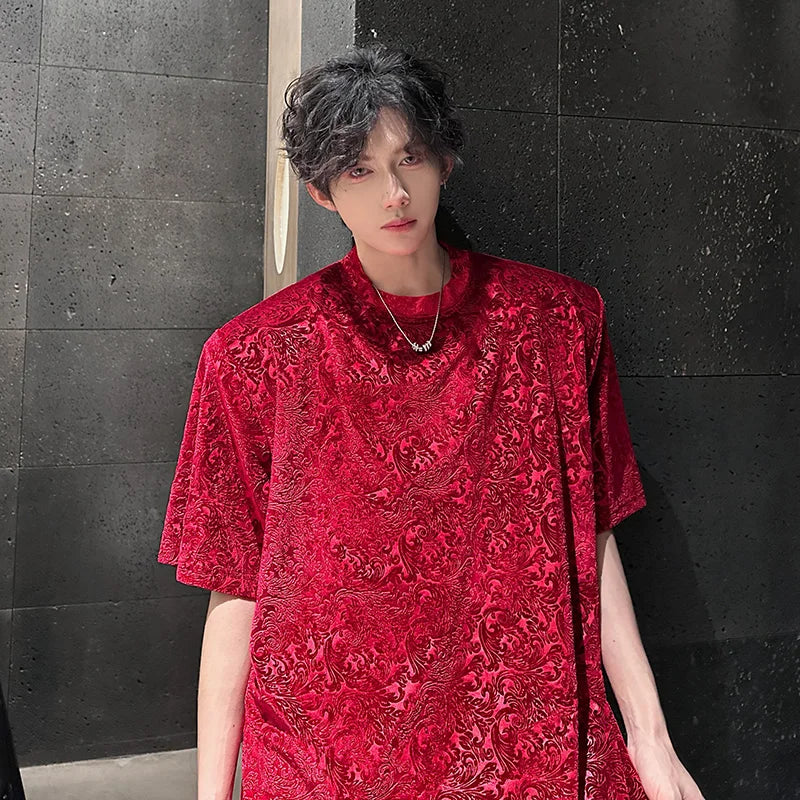 Threebooy Summer Jacquard Tshirts Men Oversized Streetwear T Shirts Women Mens Fashion Harajuku T-Shirt Male Vintage Top Tees Female