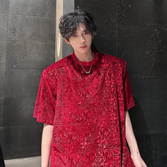 Threebooy Summer Jacquard Tshirts Men Oversized Streetwear T Shirts Women Mens Fashion Harajuku T-Shirt Male Vintage Top Tees Female