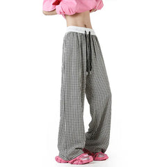 Threebooy Summer Casual Pants Men Fashion Oversized Wide Leg Pants Men Streetwear Hip-hop Loose Plaid Pants Mens Trousers Large Size 4XL