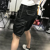 Threebooy Short Pants for Men Button with Pockets Mens Cargo Shorts Black Half Homme Jorts Heavy Whate New in Designer Luxury Y2k