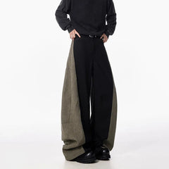 Threebooy New Autumn Winter Casual Pants Men'S Wide Leg Pants Fashion Retro Contrasting Color Curved Knife Pants Loose Straight Leg Pants