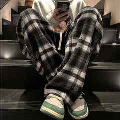 Threebooy Men Casual Cargo Pants Wool Harem Pants Baggy Joggers Mopping Trousers Harajuku Hip Hop Loose Women Wide Leg Pants Overalls