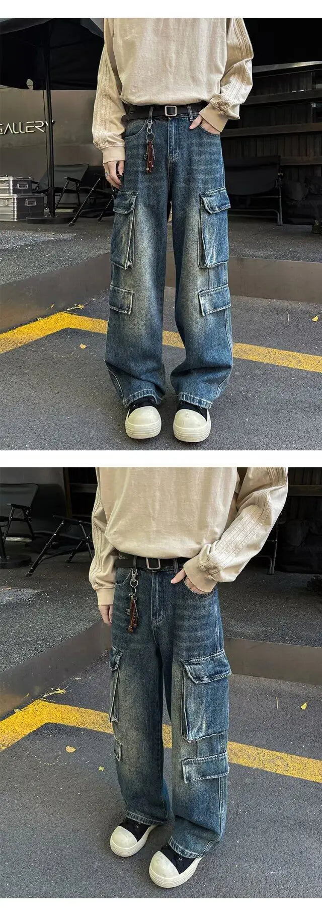 Threebooy Cargo jeans men New High Street Gothic Punk Dark Trousers  Harajuku Retro Baggy Jeans Men Street Fashion Straight Leg Pants