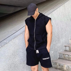 Threebooy Trendy Grey Half-zipper Vest Men's Sensible Design Weighty Shoulder Vest Sleeveless T-shirt American Style Casual Summer