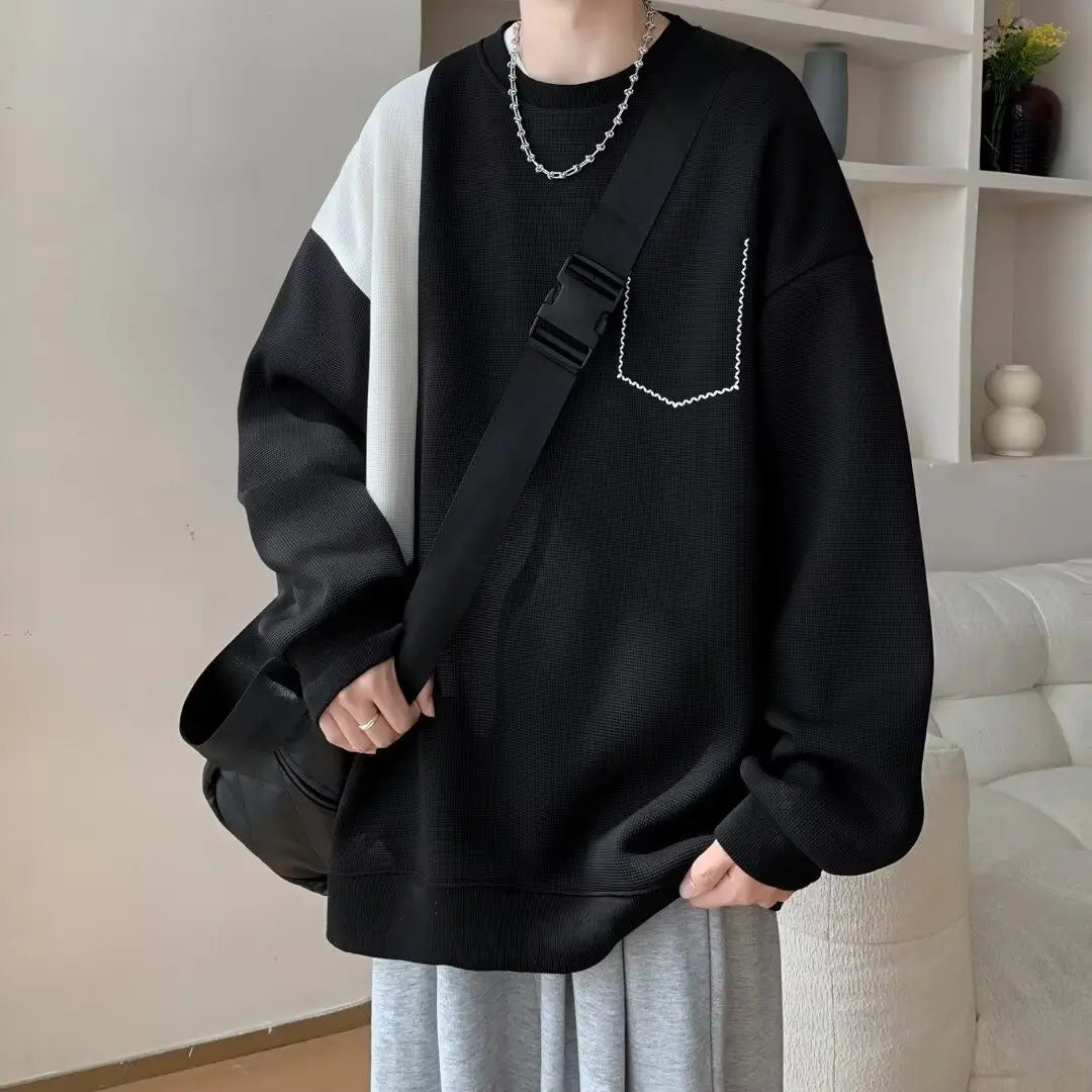 Threebooy  Fall Spring Color Block Loose Crew Neck Sweatshirt Women Casual Long Sleeve Pullover Tops