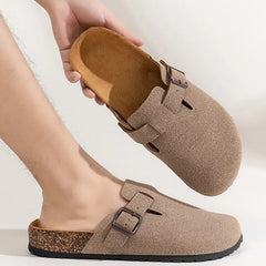 Threebooy  Half Shoes For Men Women Closed Toe Cork Slippers Sandals Slides Clogs Slip On Mules Outdoor Indoor Comfortable Footbed