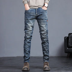 Threebooy  Men's Fashion Vintage Jeans Autumn New Slim Distressed Personalized Pants Male Brand Clothing Denim Trousers Streetwear
