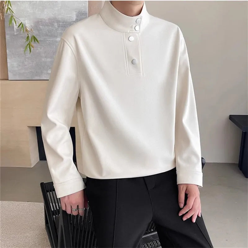 Threebooy New Spring Autumn Fashion Sweatshirts Men Solid Color Stand Collar Youthful Vitality Hoodie Man Loose Casual Pullover Sweatshirt