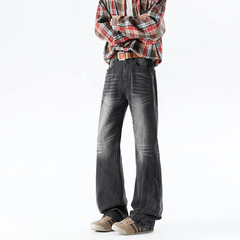 Threebooy Wide leg jeans Men 2025 Autumn trend Casual Pantsbell-bottoms unisex washed Jeans Skinny Work Trousers Male Jeans Men Clothing