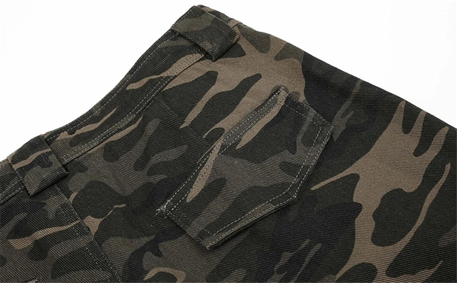 Threebooy Camouflage Jeans Mens Streetwear Punk Y2k Cargo Trousers Men Harajuku Vintage 2025 New Baggy Wide-leg Denim Pants Male