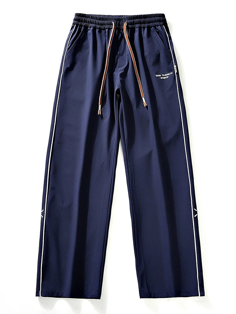 Threebooy Summer Men's Sweatpants Light and Thin Ice Silk Cool Pants Big Size 8XL 7XL 6XL Sportswear Loose Fit Straight Track Trousers
