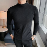 Threebooy Men Autumn High Quality Pure Cotton Long Sleeve T-shirts/Male Slim Fit High Collar Leisure T-shirt Plus Size S-3XL