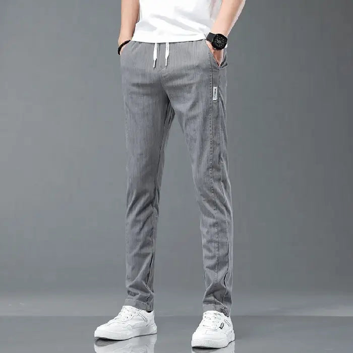 Threebooy  Streetwear Fashion Men Baggy Jeans Korean Solid Straight Pants Spring Autumn Elastic Band Pockets Casual Male Clothes Trousers