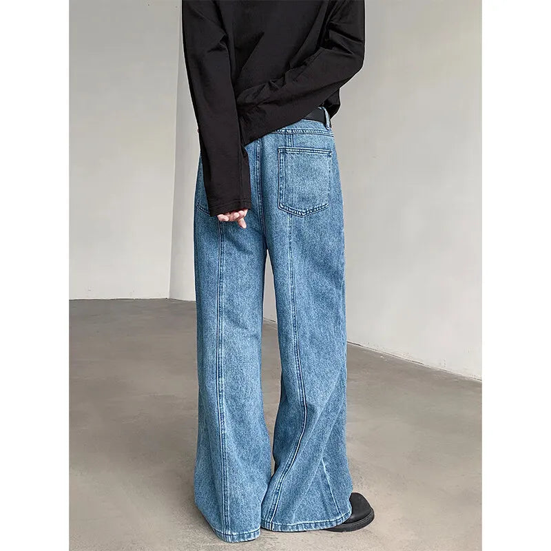 Threebooy  Straight Leg Loose Fit Washed Blue Patchwork Jeans Denim Casual Street Style Distressed Vintage Trend High Quality Jeans