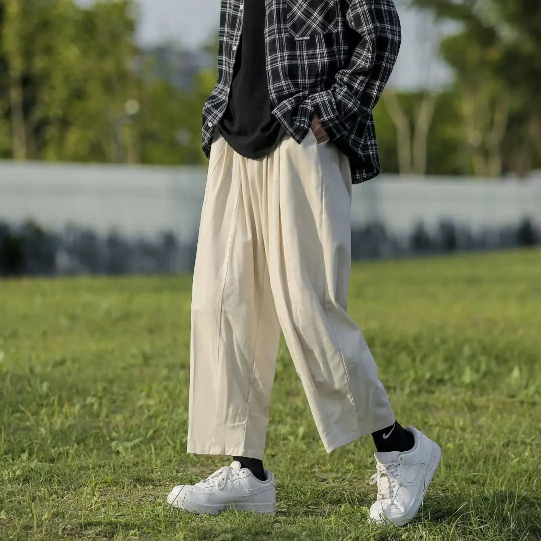 Threebooy Japanese Retro Work Pants Men Women Cargo Wear Casual Pants Loose Wide-leg Pants Casual Straight-leg Trendy High-end Trousers