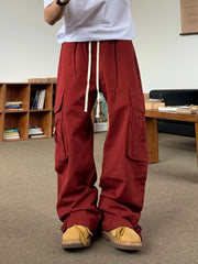 Threebooy  Trendy High Street Cargo Trousers Men Women Couple Fit Loose Wide Leg Summer Pants for Hip Hop Street Dance Casual Wear