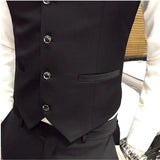 Threebooy  Brand Clothing Fashion Men Spring Slim Fit Pure Ctton Business Suit Vest/Male Fashion Leisure Blazers Vest Black Grey Blue