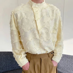 Threebooy Men's shirts long-sleeved new Spring trend tops casual Stand collar pullover shirt casual daily wear Spring and autumn model