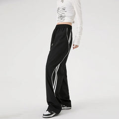 Threebooy  Quick Dry Straight Leg Thin Casual Pants Men Spring Summer Loose Fit Sporty Trousers Women Striped Breathable Wear Resistant