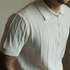 Threebooy New Trend Men Polo Shirt Leisure Vintage High Quality Knit Tops American Style Fashion Breathable Buttoned Short Sleeve Knitwear