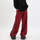 Threebooy Y2K Wide Leg Pants with Side Zips Men Sweatpants Male Loose Casual Sport Red Black Trousers Zipper Split Streetwear