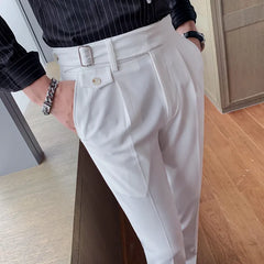 Threebooy  Brand Clothing Fashion Spring High Quality Slim Fit Business Suit Pants/Male White Black Leisure Dress Trousers 29-36