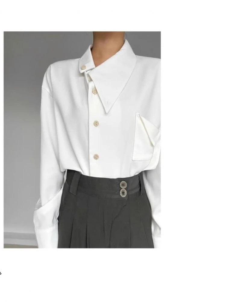 Threebooy New Chinese Retro Design Niche Shirt Korean Style Fashion Trend Irregular High-end Shirt Neckline Chic Jacket Men Aesthetic