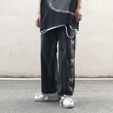 Threebooy Trousers Hip Hop Straight Men's Jeans Tie Dye Graphic Man Cowboy Pants Y2k Streetwear Baggy 2024 Korean Autumn Harajuku Summer