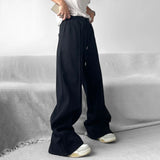 Threebooy Mens Casual Niche Wide Leg Pants Genderless 2024 New American Streetwear Versatile Simple Solid Color Floor-Mopping Pants Unisex