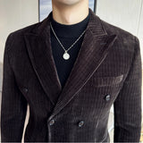 Threebooy Men's Corduroy Suit Jackets/Male Slim Fit Fashion High Quality Tuxedo/Man Spring Autumn Blazers Office Dress