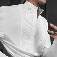 Threebooy Mens Shirt Textured British Casual Shirt Spring Streetwear Office Elegant Business Commuting Long Sleeve Top Men'S Clothing 2024