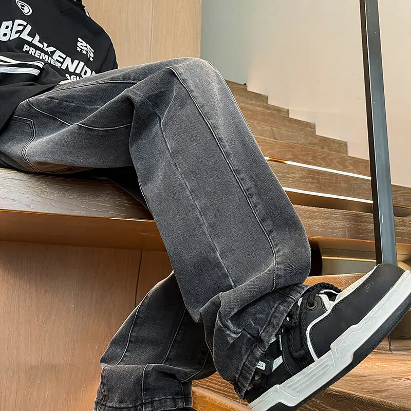 Threebooy New Big boy Jeans for Men Streetwear Baggy Jeans Large size Patchwork Denim Leisure Simple Dime Pants Women Jeans Hot  jean