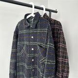 Threebooy Oversized Woven Shirt Men Fashion Retro Casual Plaid Shirts Mens Streetwear Korean Loose Long-sleeved Shirt Men M-2XL