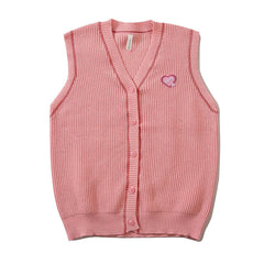 Threebooy Korean Knitted Cardigan Men Causal V-neck Solid Student Sweaters Vest Harajuku Loosed Couple Sleeveless Vests Spring Autumn